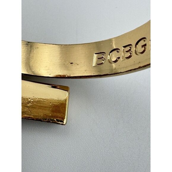 BCBGeneration Gold Tone Bypass Pave‎ Rhinestone Clamper Bangle Bracelet - Picture 7 of 10